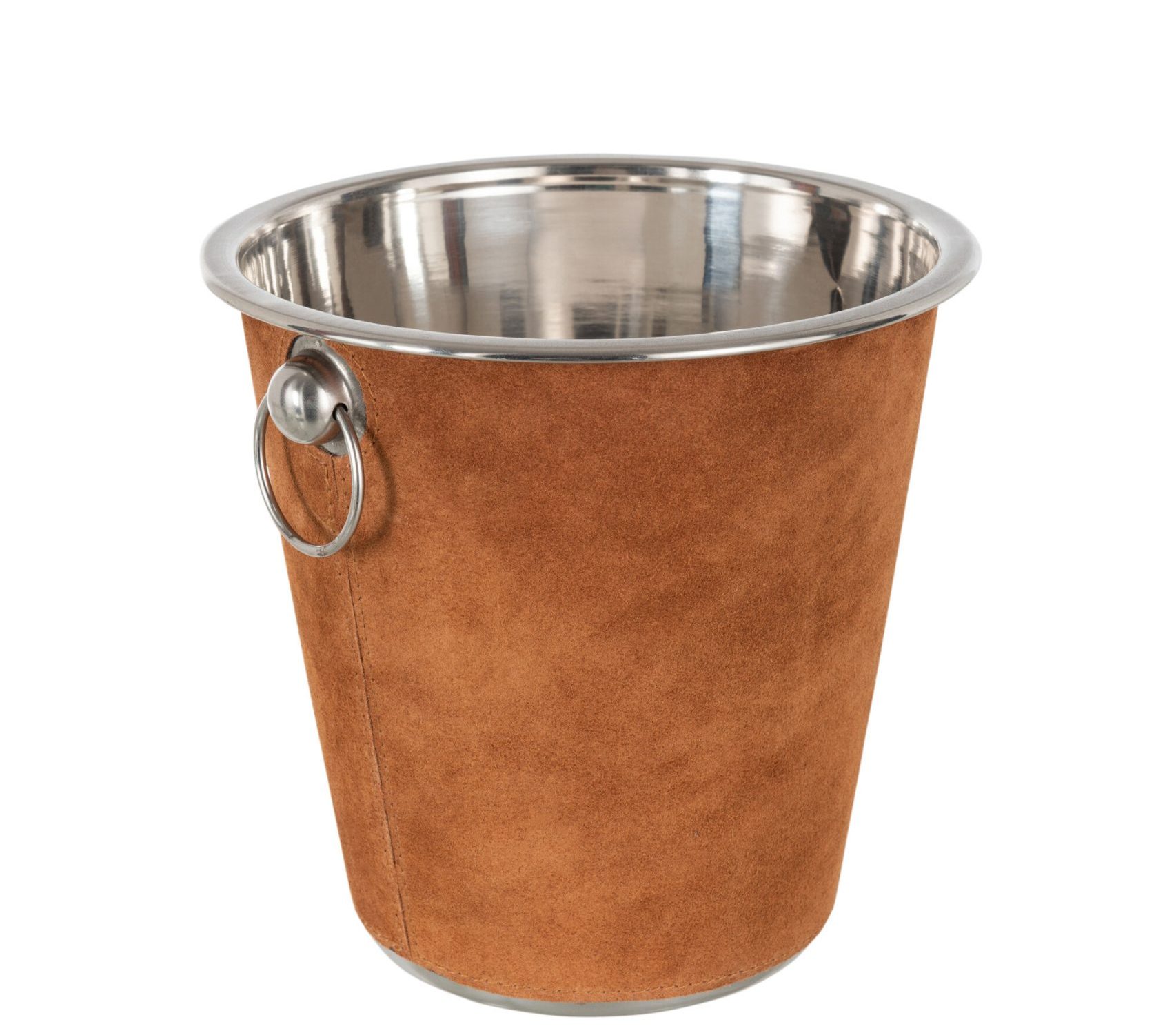 ICE BUCKET ROUND LEATHER COGN