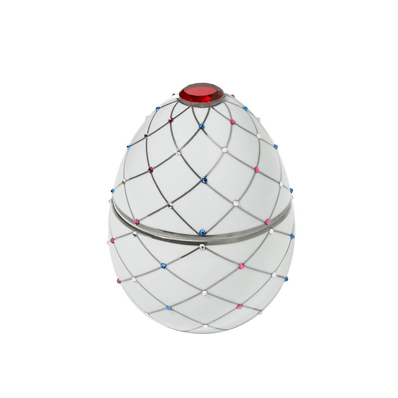 WHITE EGG WITH SILVER STRIPES CANDLE  450G