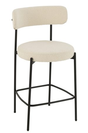 BAR CHAIR BOUCLE PLYWOOD/POLYESTER WHITE/BLACK