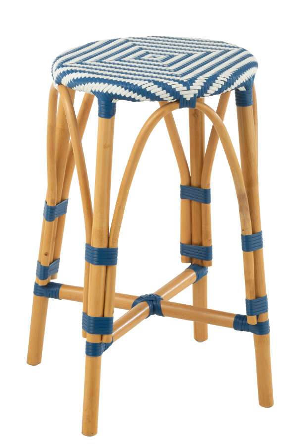STOOL RATTAN LARGE BLUE