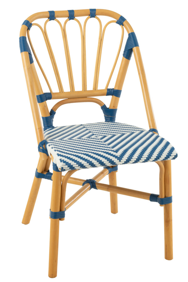 DINING CHAIR RATTAN BLUE