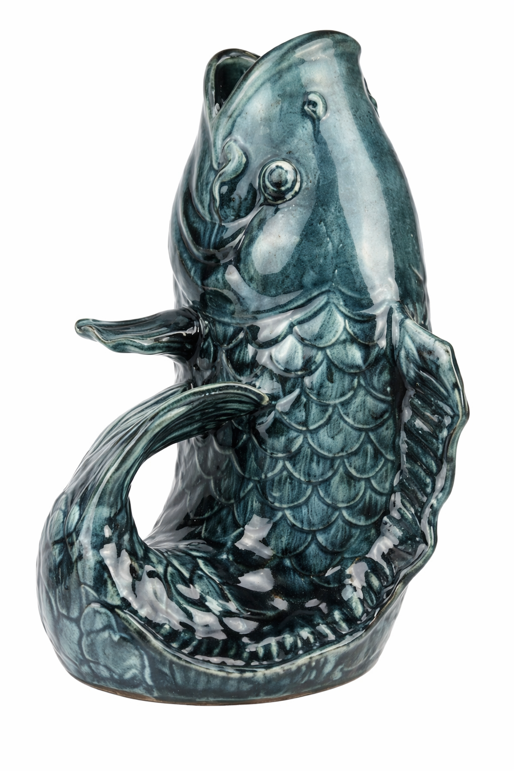 VASE LUCKY FISH DARK BLUE