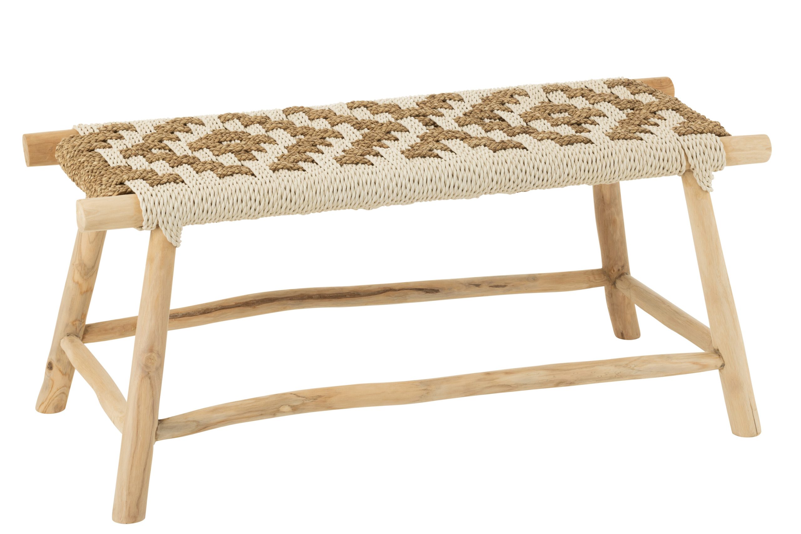 BENCH WAVERLY TEAK WOOD/SEAGRASS NATURAL/WHITE