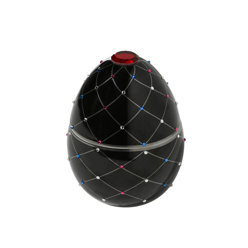 PREMIUM BLACK EGG SILVER STRIPES 450GR EGG CANDLE