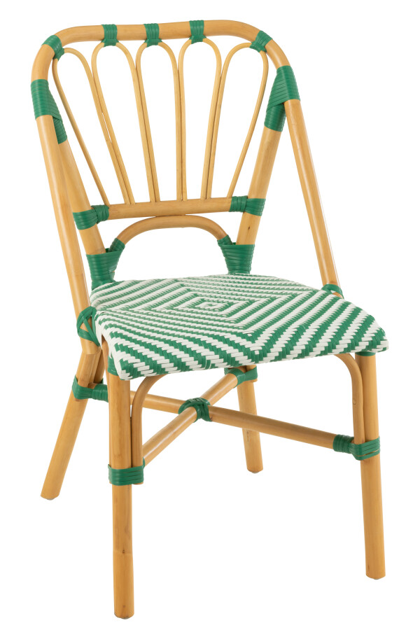DINING CHAIR RATTAN GREEN