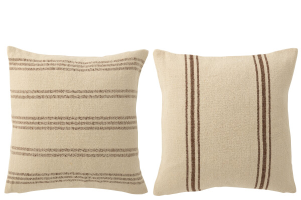 WH/BR STRIPES CUSHION