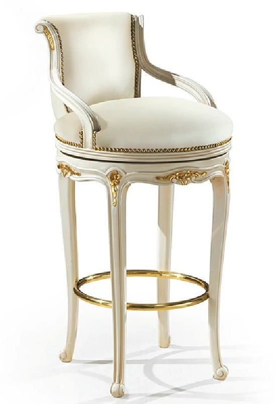 BAR CHAIR WITH LEATHER UPHOLSTERY BY ANGELO CAPELINI SET OF 4