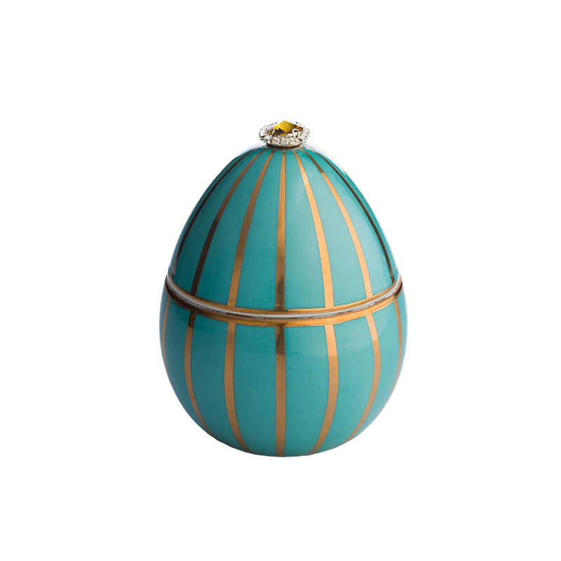 TURQUOISE EGG WITH GOLDEN STRIPES CANDLE 220G