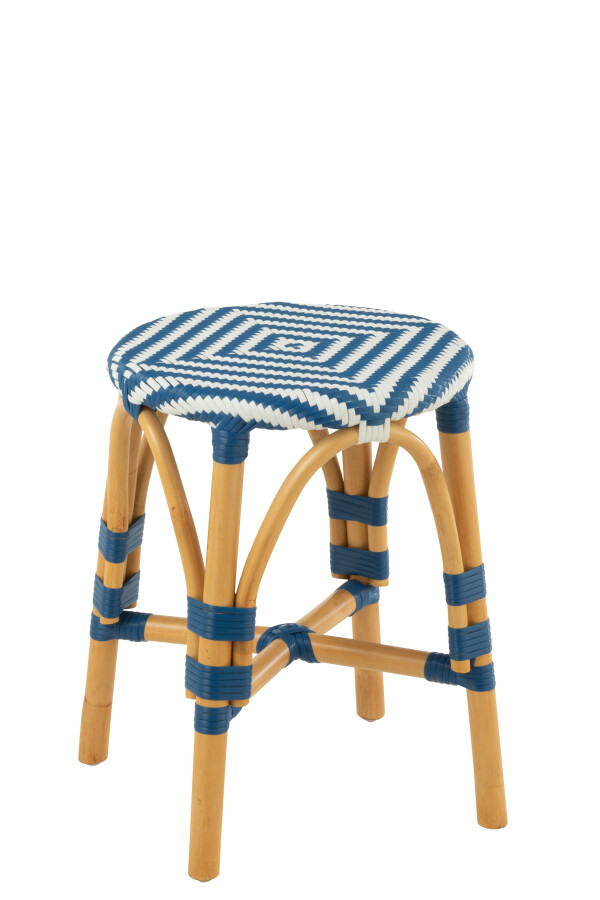 STOOL RATTAN SMALL BLUE