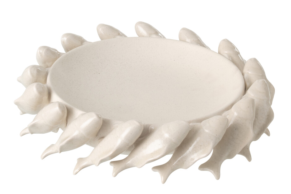 DECORATIVE BOWL FISH CERAMIC OFF-WHITE