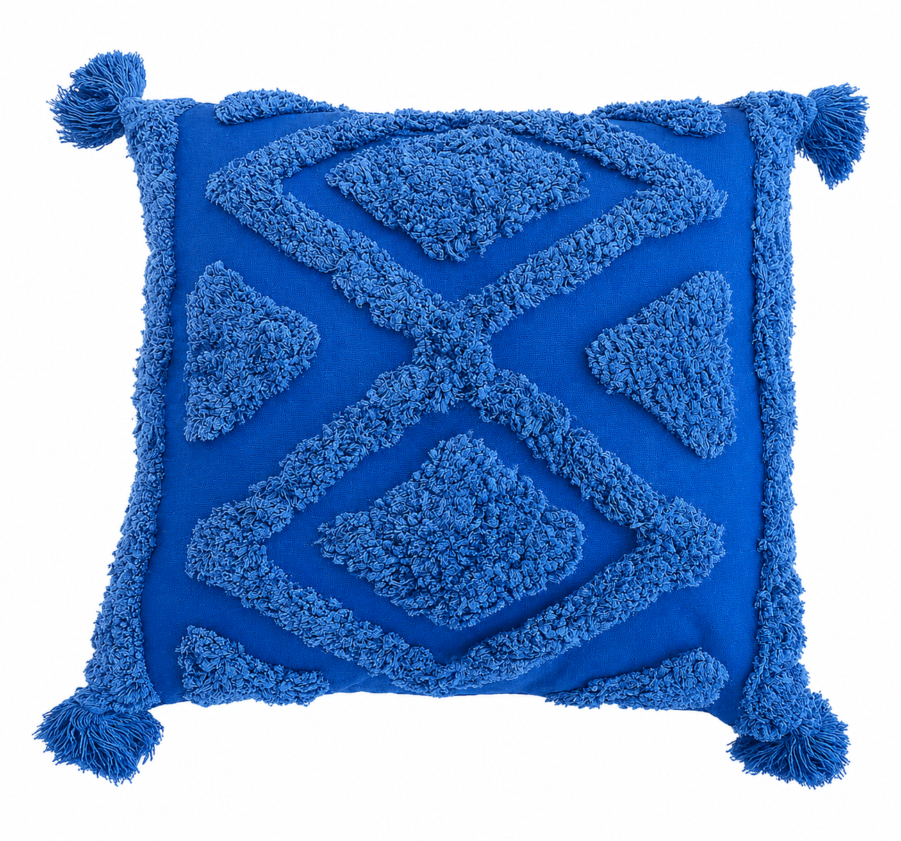 CUSHION TASSELS COTTON BLUE