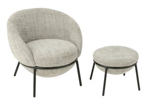 LOUNGE CHAIR + FOOTSTOOL IRON GREY/BLACK