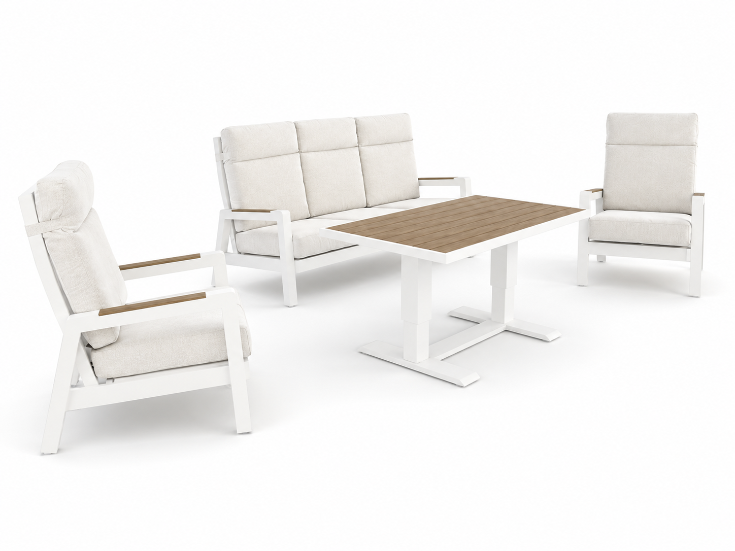 MILAN WHITE ALU SOFA SET